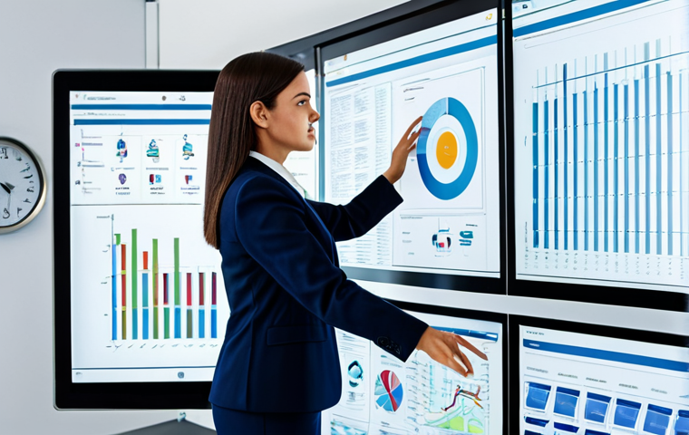 AI 자동화 업무 솔루션 - **Modern Office Automation:** A bright, modern office space. A businesswoman in a modest business su...