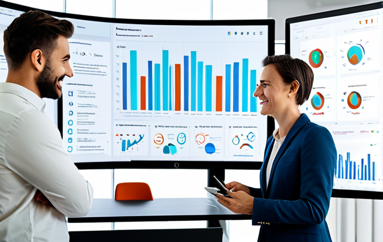 AI 자동화 업무 솔루션 - **Modern Office Automation:** A bright, modern office space. A businesswoman in a modest business su...